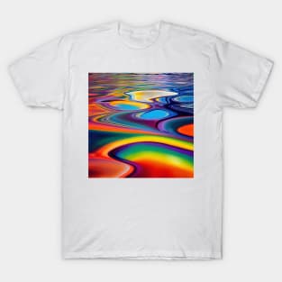 Liquid Colors Flowing Infinitely - Heavy Texture Swirling Thick Wet Paint - Abstract Inspirational Rainbow Drips T-Shirt